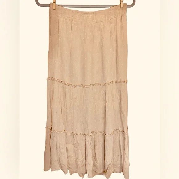 Sim & Sam tiered maxi skirt in beige/peach color size S - Picture 3 of 14